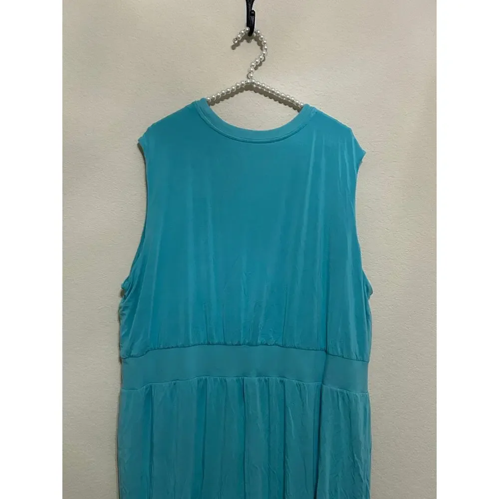 Athleta Dress Size 2X Teal Athletic Sleeveless Gym Yoga Comfort Loungewear Maxi - Picture 8 of 10